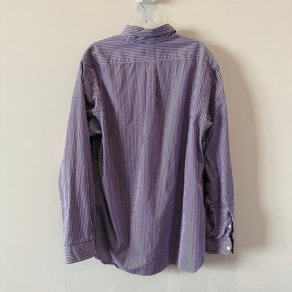 Ralph Lauren Men's 17 Button Down Long Sleeve Shirt Purple White Striped - Picture 3 of 5